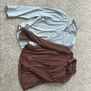 Stylish Men's Button-Down Shirts in Gray and Brown